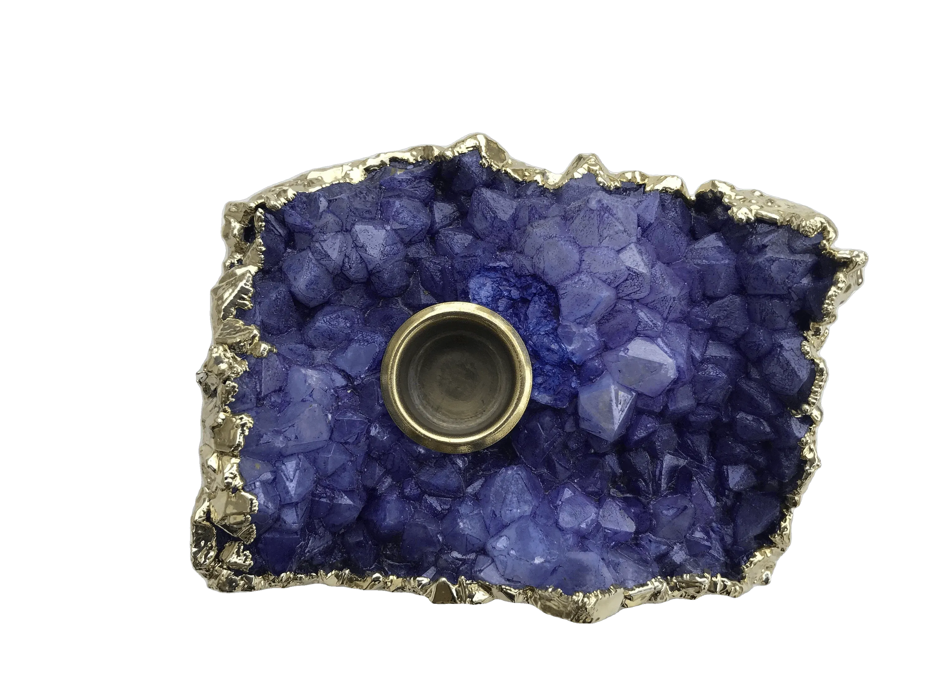 Purple Agate Gemstone Taper Candle Holder