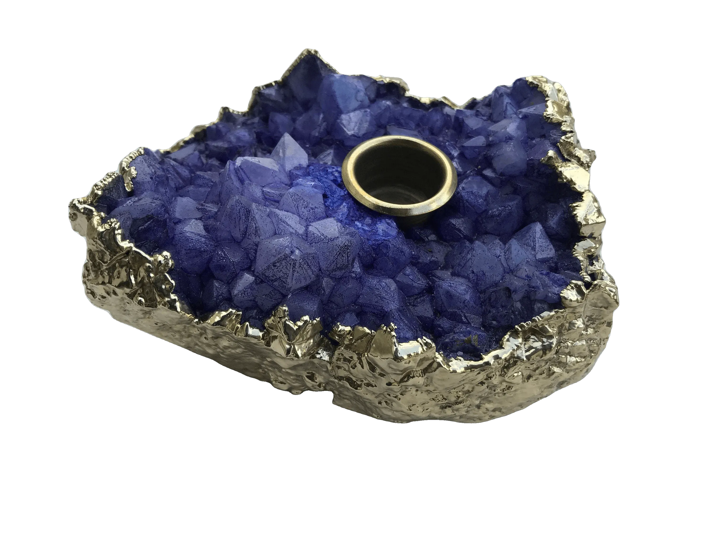 Purple Agate Gemstone Taper Candle Holder