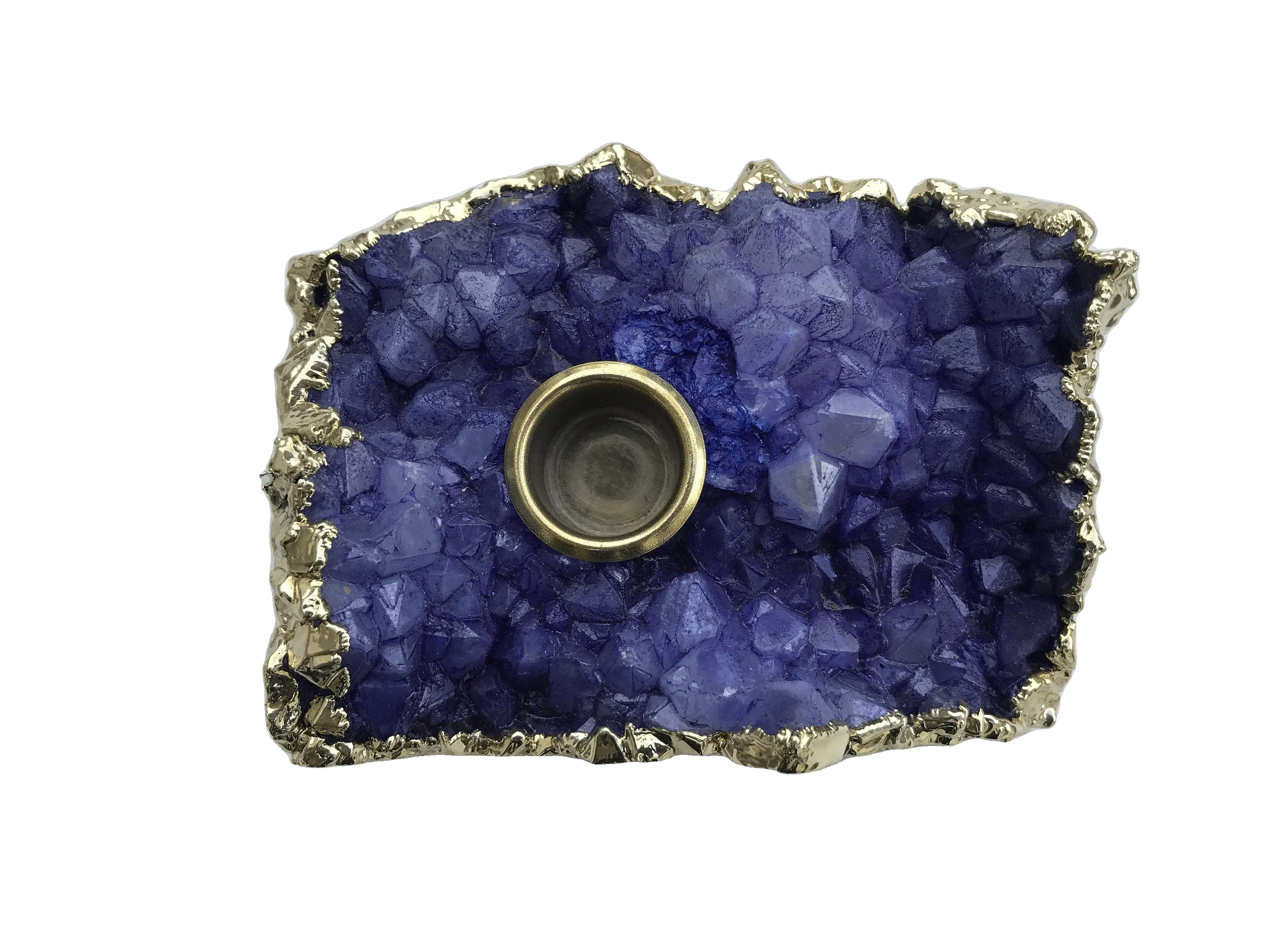 Purple Agate Gemstone Taper Candle Holder