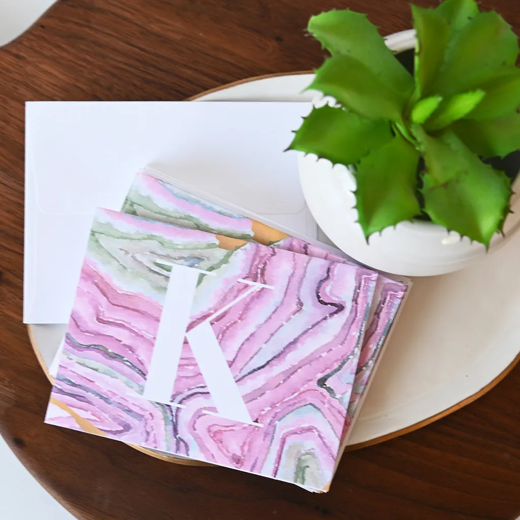 Purple Agate Initial Notecard Set