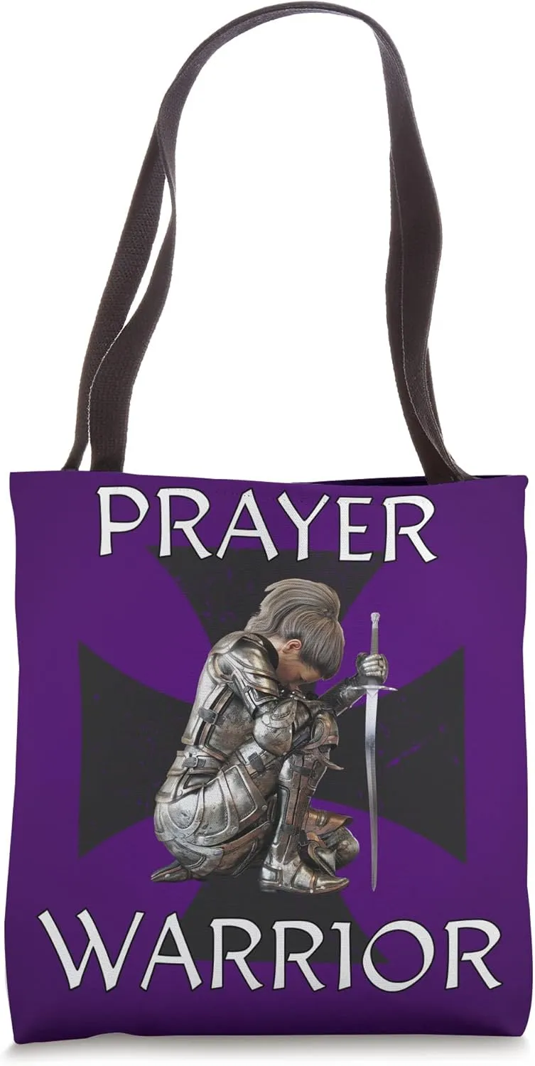 Purple Christian Tote Bags Religious Gifts Prayer Warrior Tote Bag