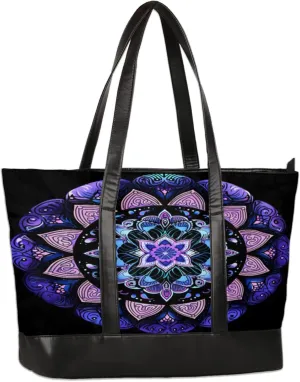 Purple Mandala Laptop Tote Bag for Women Lightweight Work Purse with Multiple Compartments Fits 13-15.6 Inch Laptop Tablet Shoulder Bag for Office Travel Daily Use