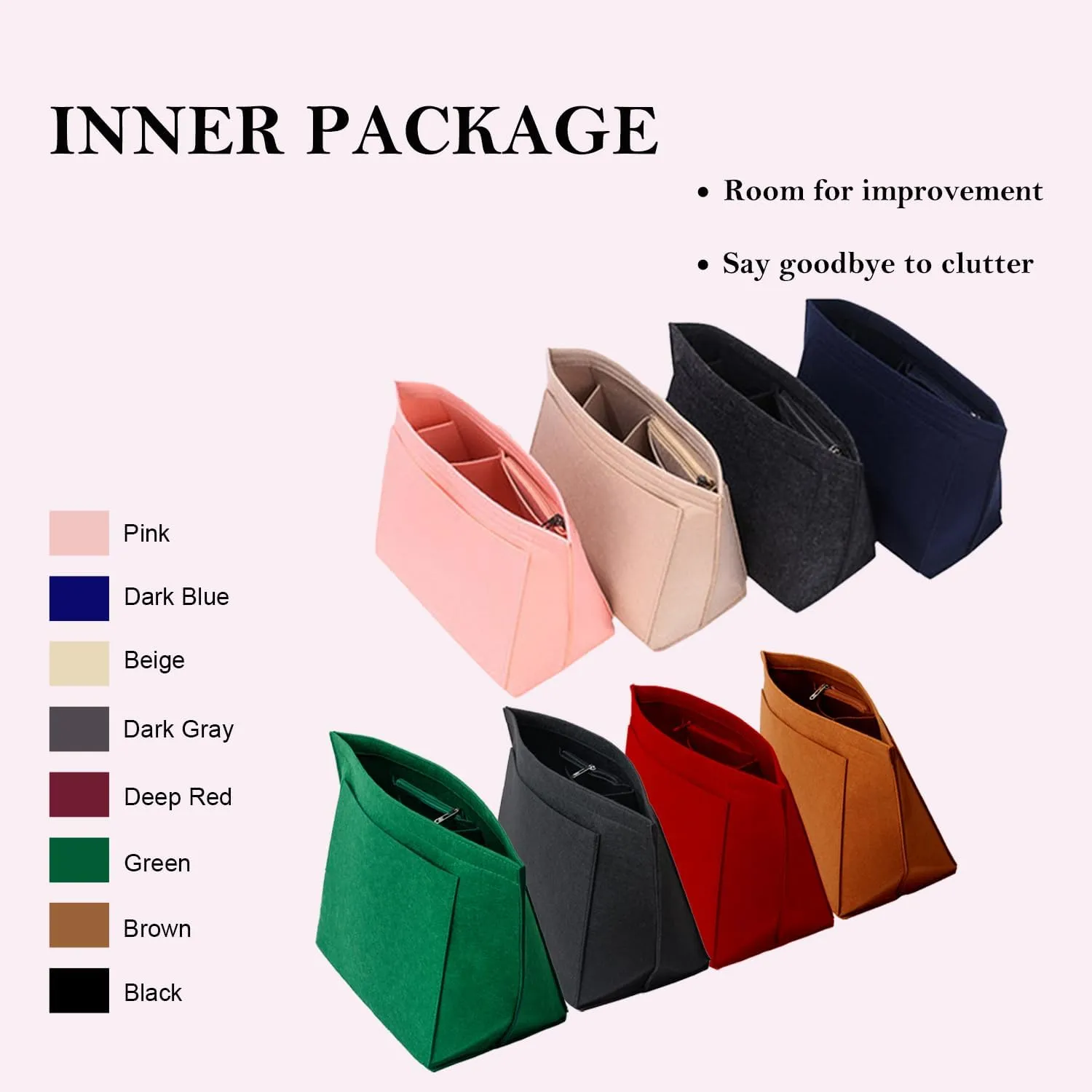 Purse Organizer, Multi-Pocket Felt Handbag Organizer, Folding Tote Bag organizer insert for Insert Wallet Organizer Suitable for Longchamp (Deep Red, Large)