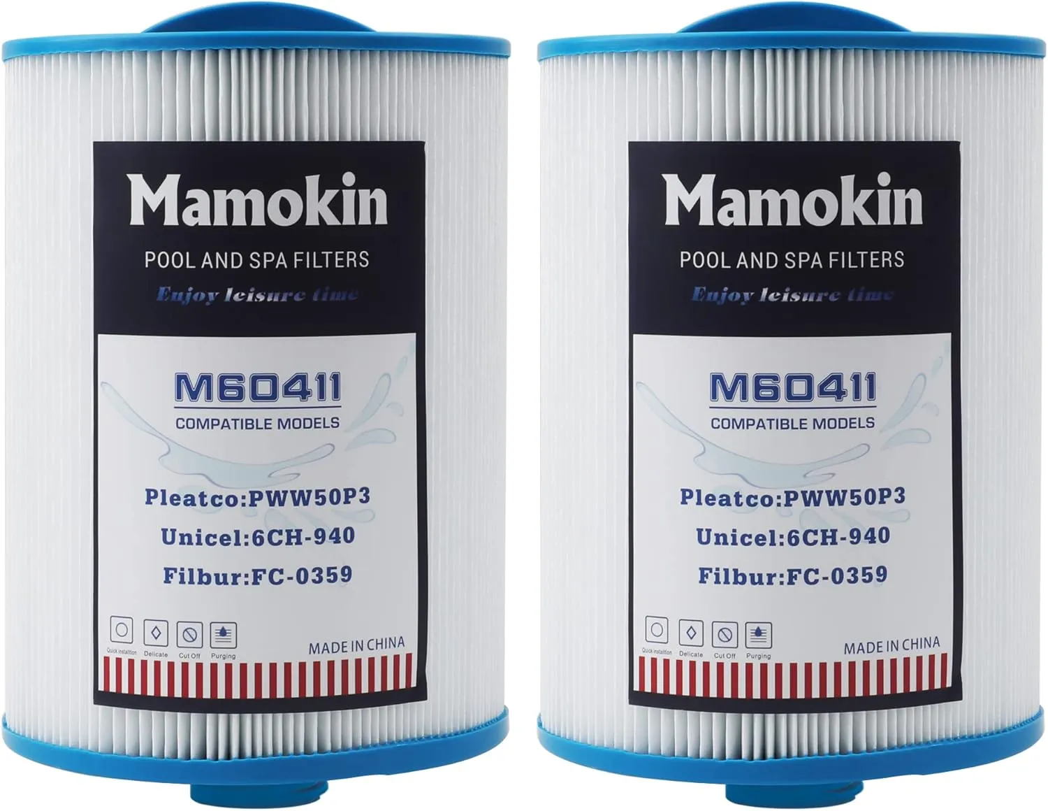 PWW50 Spa Filter, Replaces 6CH-940，Filbur FC-0359, 817-0050, 25252, 03FIL1400, PWW50P3(NOT PWW50P4), (1 1/2" Coarse Thread), Waterway Front Access Skimmer, SAE Thread Hot Tub Filter 2 Pack