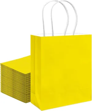 qiqee 30PCS Medium Gift Bag with Handles Bulk 11"x5"x8" Gift Bags Bright Yellow Bags Multiple Uses (Medium Size)