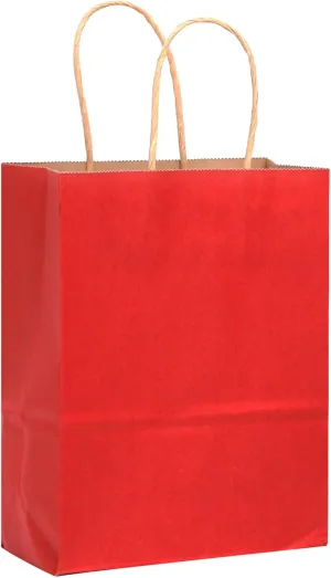 qiqee 32-Packs Wine Red Paper Gift Bags with Handles Bulk 8.26"×6"×3.15" Small Size Gift Bags Multiple Uses