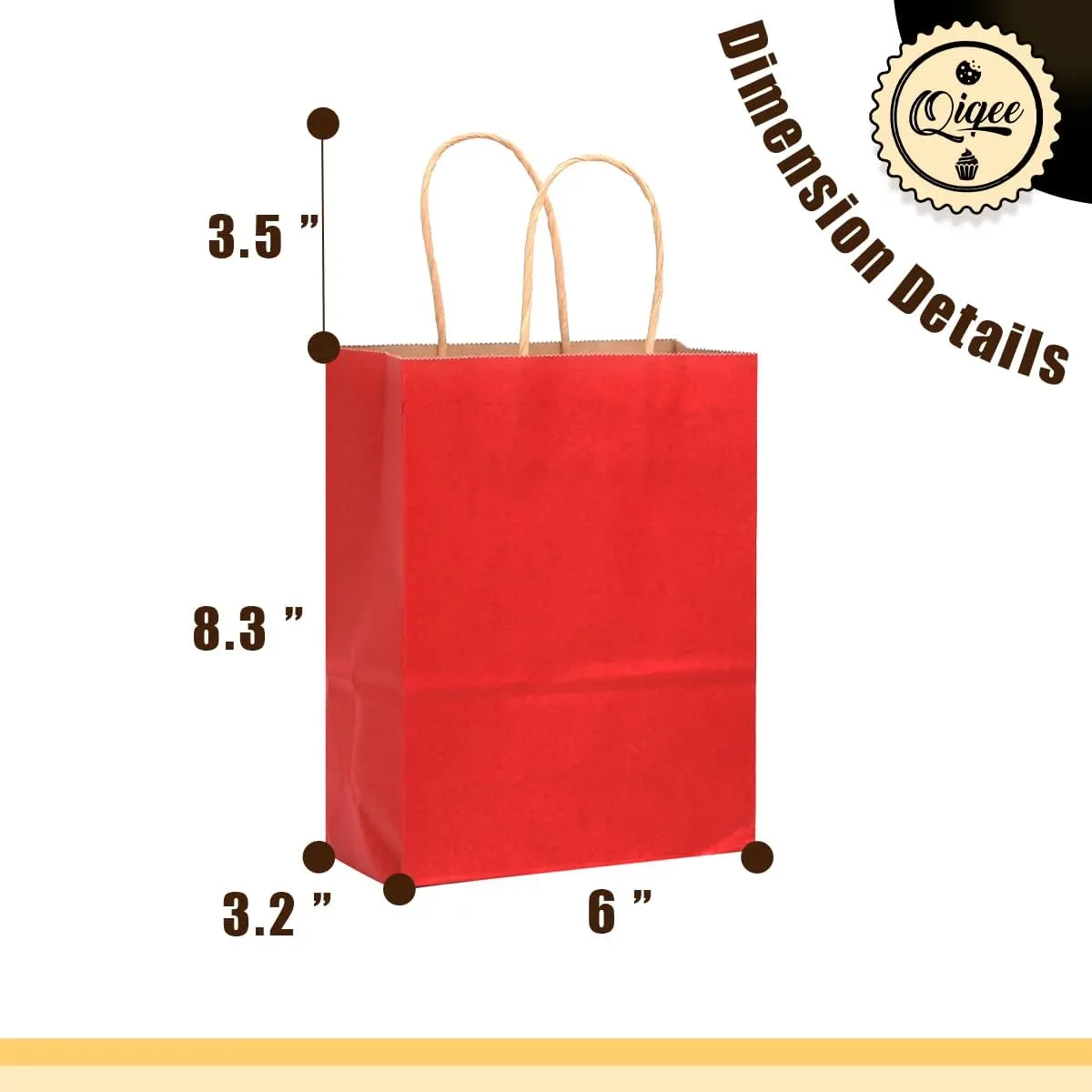 qiqee 32-Packs Wine Red Paper Gift Bags with Handles Bulk 8.26"×6"×3.15" Small Size Gift Bags Multiple Uses