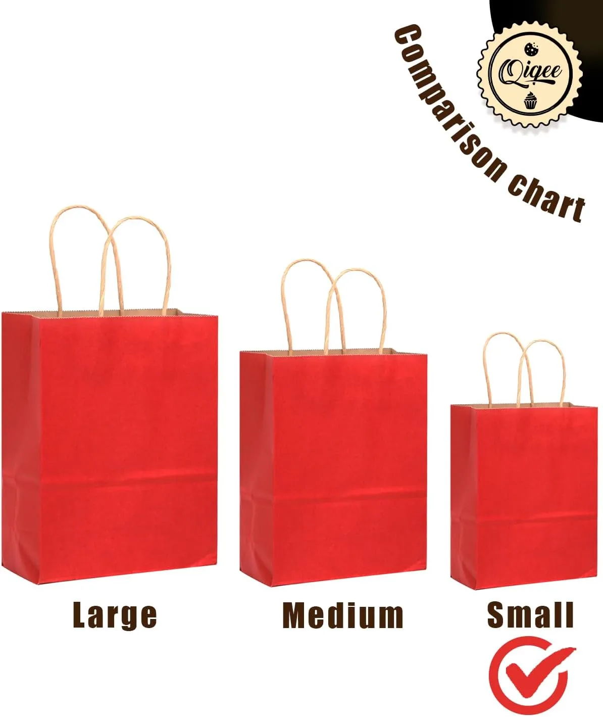 qiqee 32-Packs Wine Red Paper Gift Bags with Handles Bulk 8.26"×6"×3.15" Small Size Gift Bags Multiple Uses