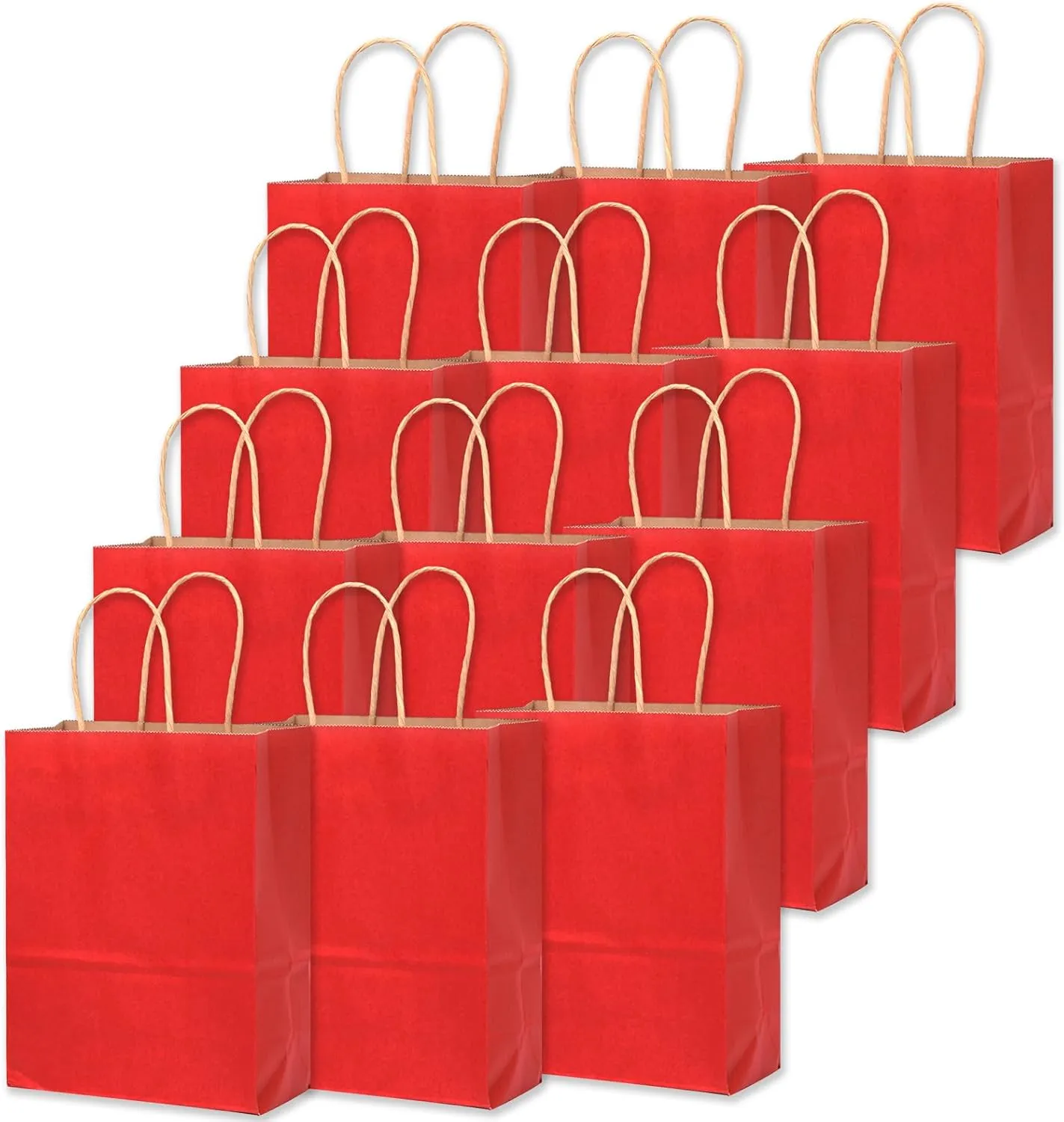 qiqee 32-Packs Wine Red Paper Gift Bags with Handles Bulk 8.26"×6"×3.15" Small Size Gift Bags Multiple Uses