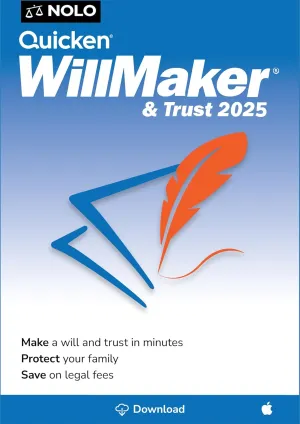 Quicken WillMaker & Trust 2025 - Mac - Estate Planning Software Includes Will, Living Trust, Health Care Directive, Financial, Power of Attorney - Legally Binding [Mac Online Code]