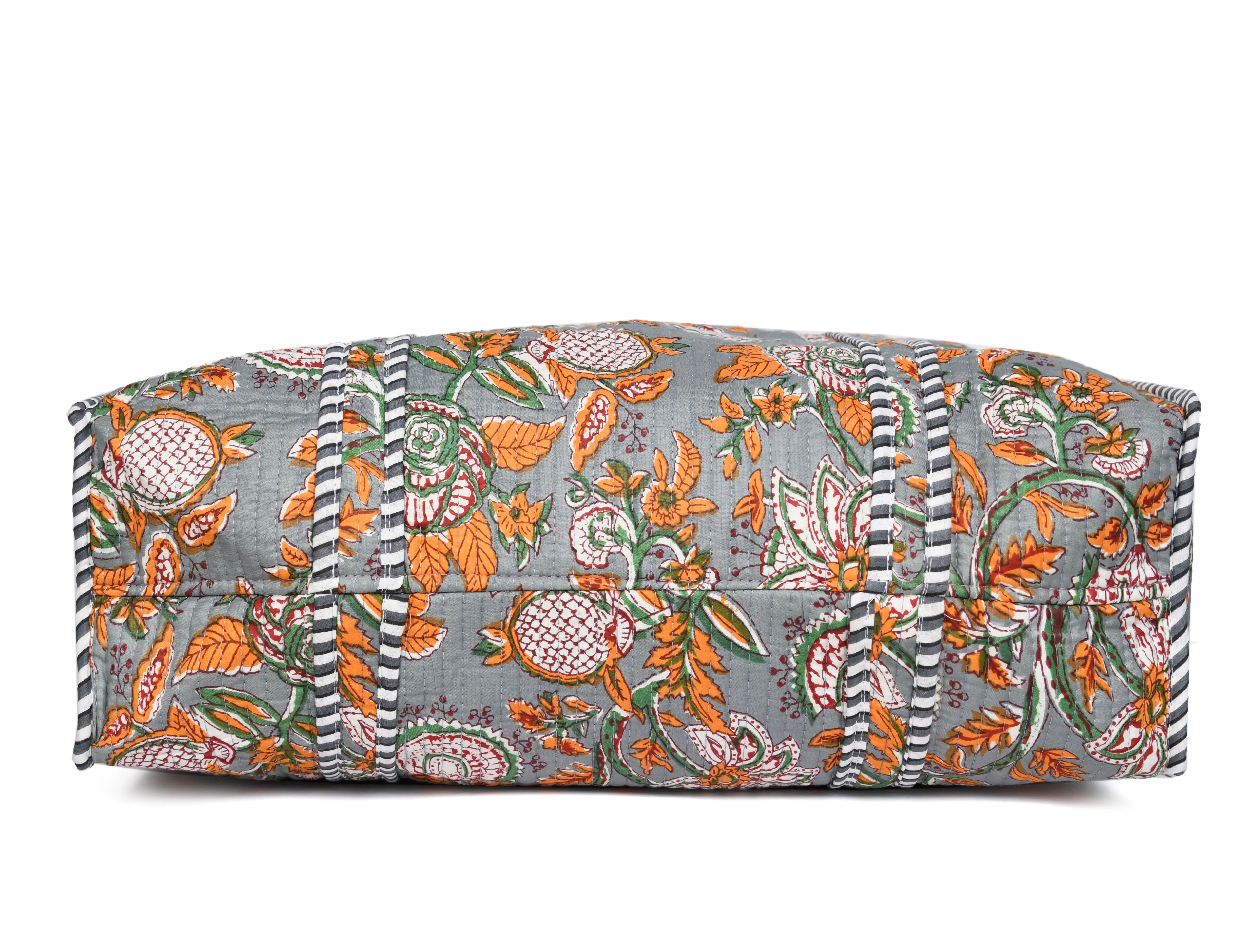 Quilted Cotton  Tote Bags - Grey