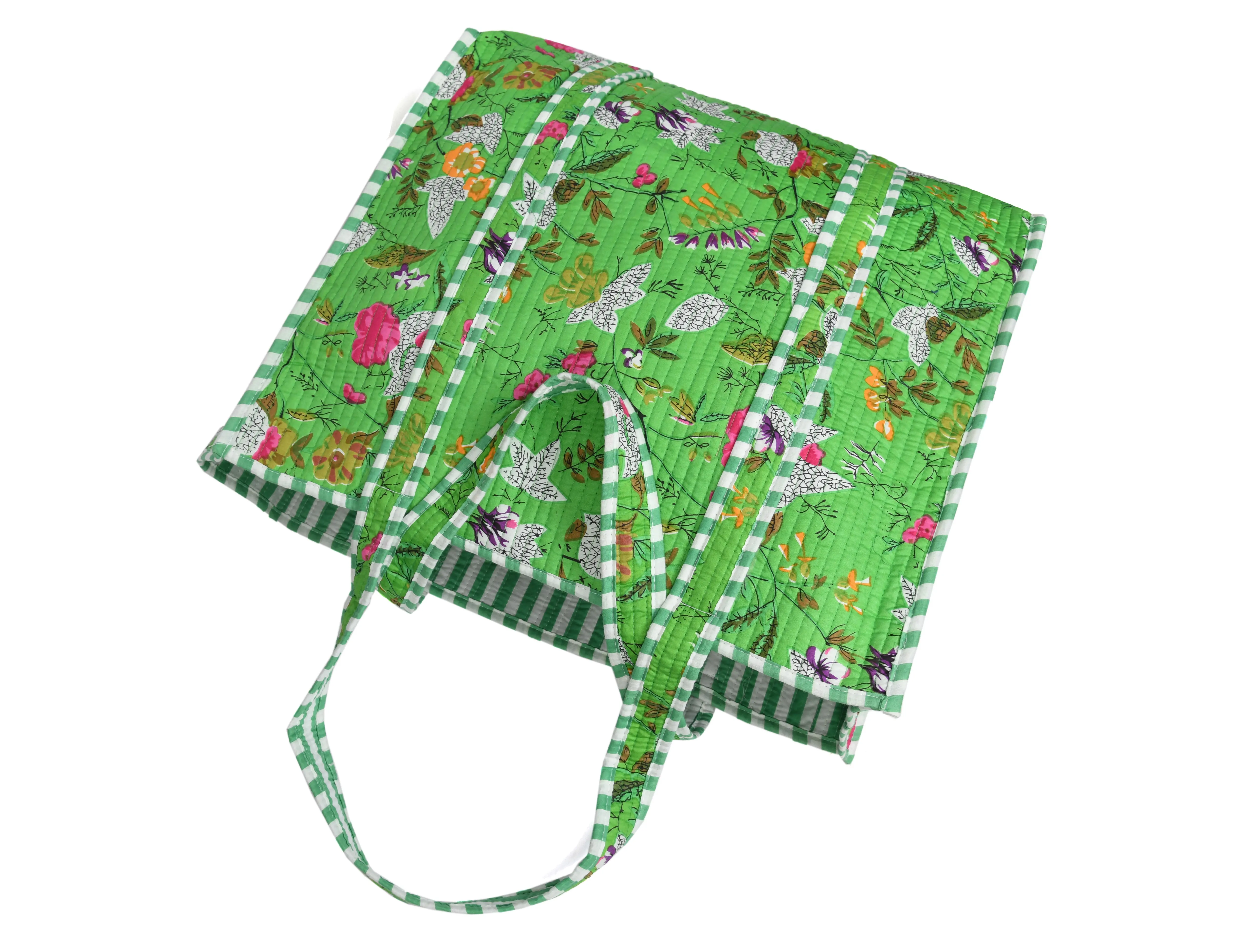 Quilted Cotton  Tote Bags - Nature Green