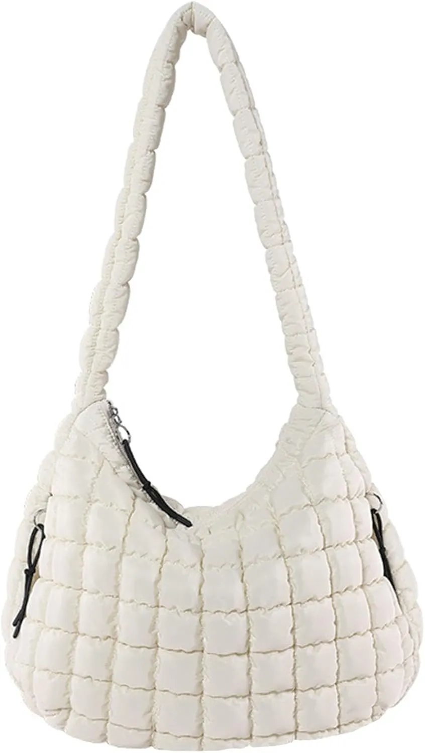 Quilted Tote Bag for Women - Large Puffer Shoulder Bag with Zipper and 2 Small Packages