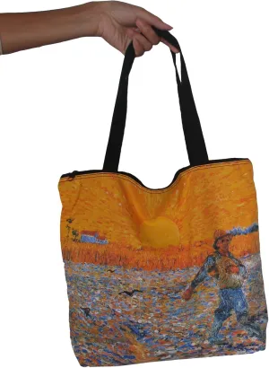 RaanPahMuang Brand Large Square Tote Vincent Van Gogh Seminatore Artwork Lady Handbag