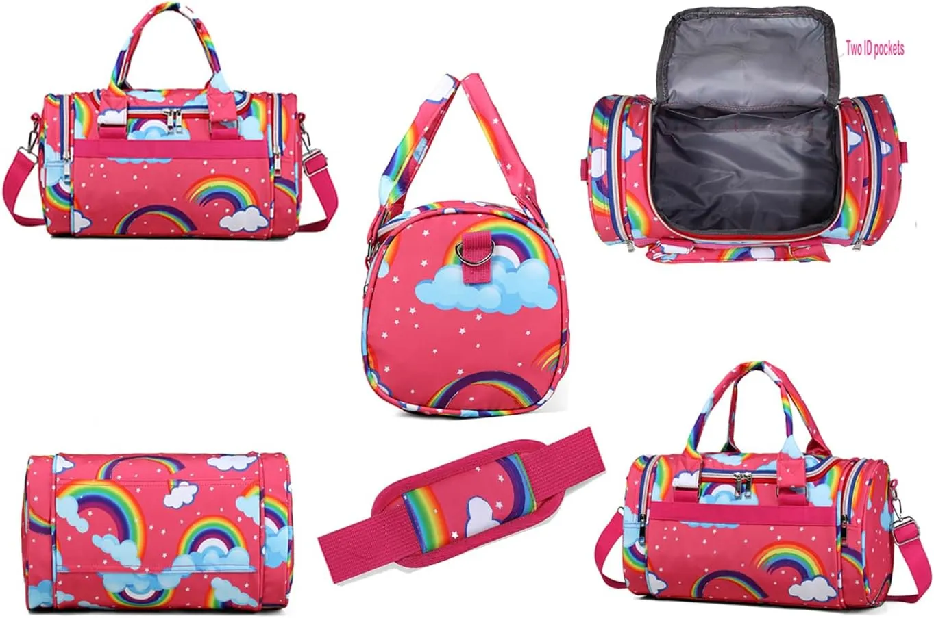 Rainbow Dance Bag for Girls Boys Duffle Bag Sports Travel Gym Bag Overnight Weekend Bag Gift(Rainbow-red, Medium)
