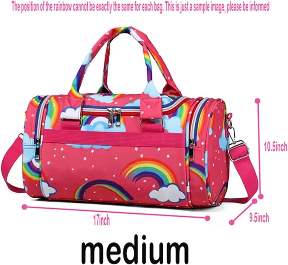 Rainbow Dance Bag for Girls Boys Duffle Bag Sports Travel Gym Bag Overnight Weekend Bag Gift(Rainbow-red, Medium)