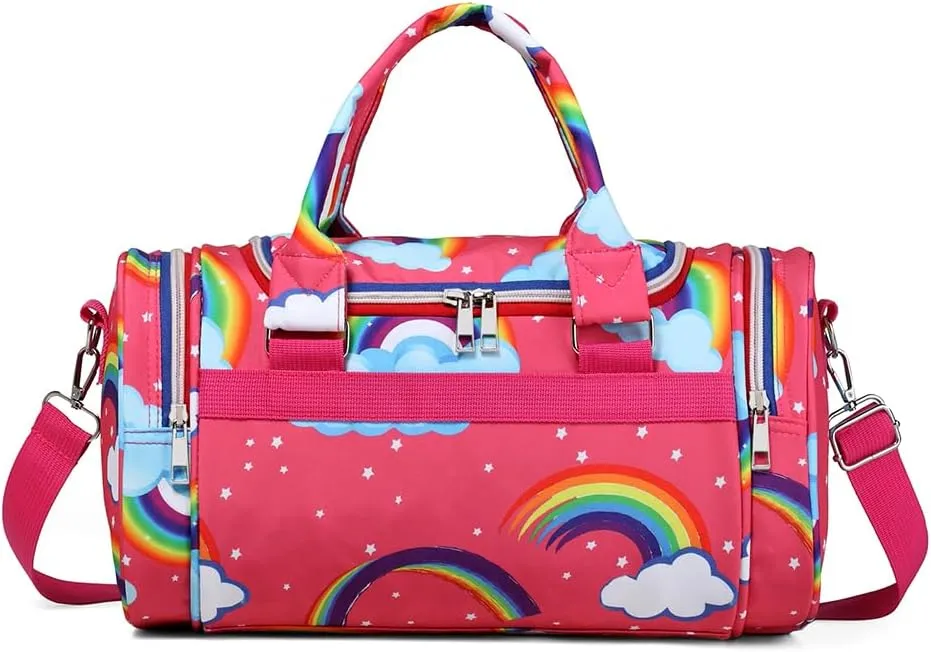 Rainbow Dance Bag for Girls Boys Duffle Bag Sports Travel Gym Bag Overnight Weekend Bag Gift(Rainbow-red, Medium)