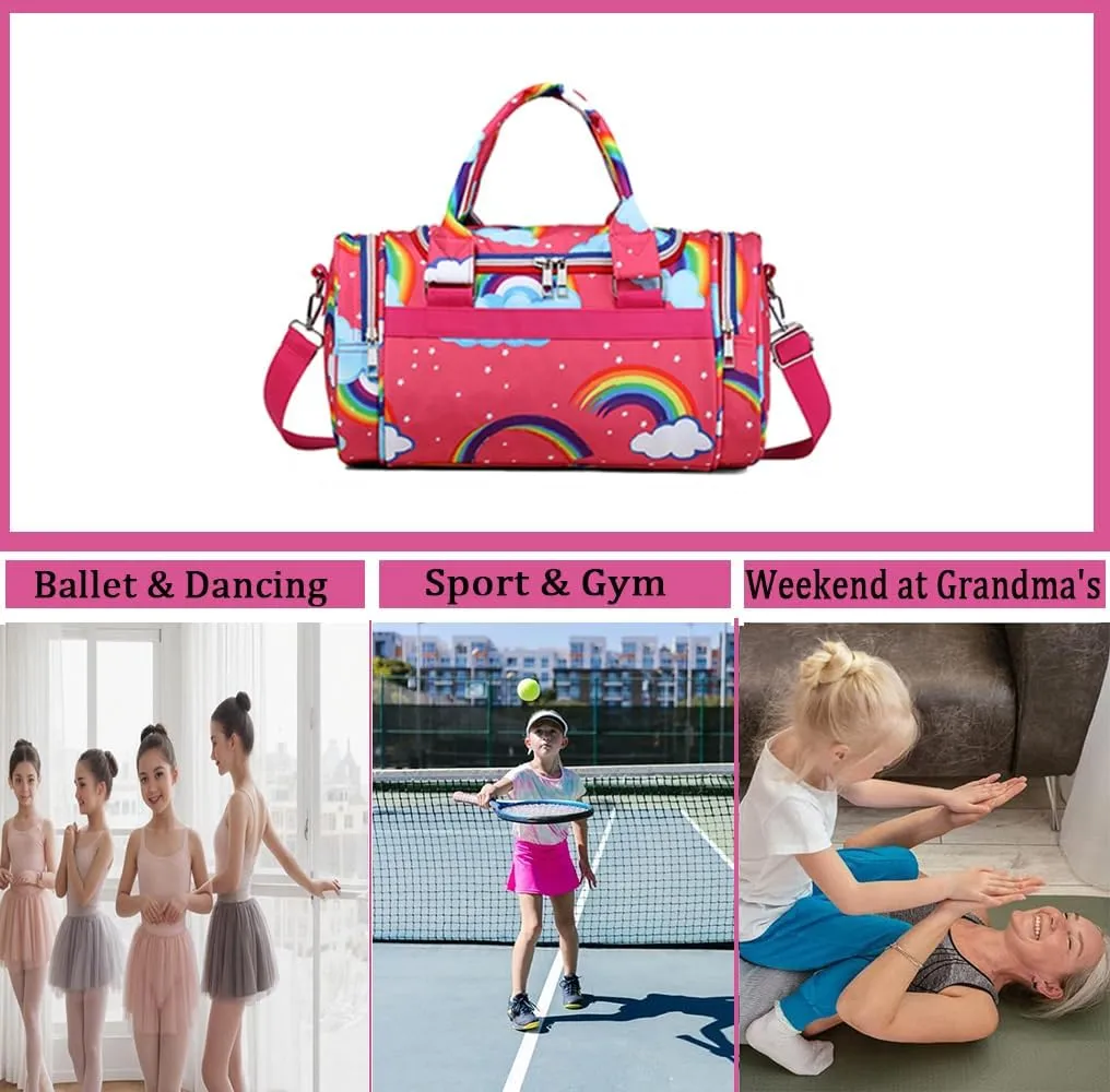 Rainbow Dance Bag for Girls Boys Duffle Bag Sports Travel Gym Bag Overnight Weekend Bag Gift(Rainbow-red, Medium)