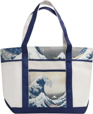 RainCaper Fine Art Large Cotton Canvas Tote Bag Roomy Heavy Duty Sturdy Boat Bag Zippered Top Lots of Pockets Shoulder Straps