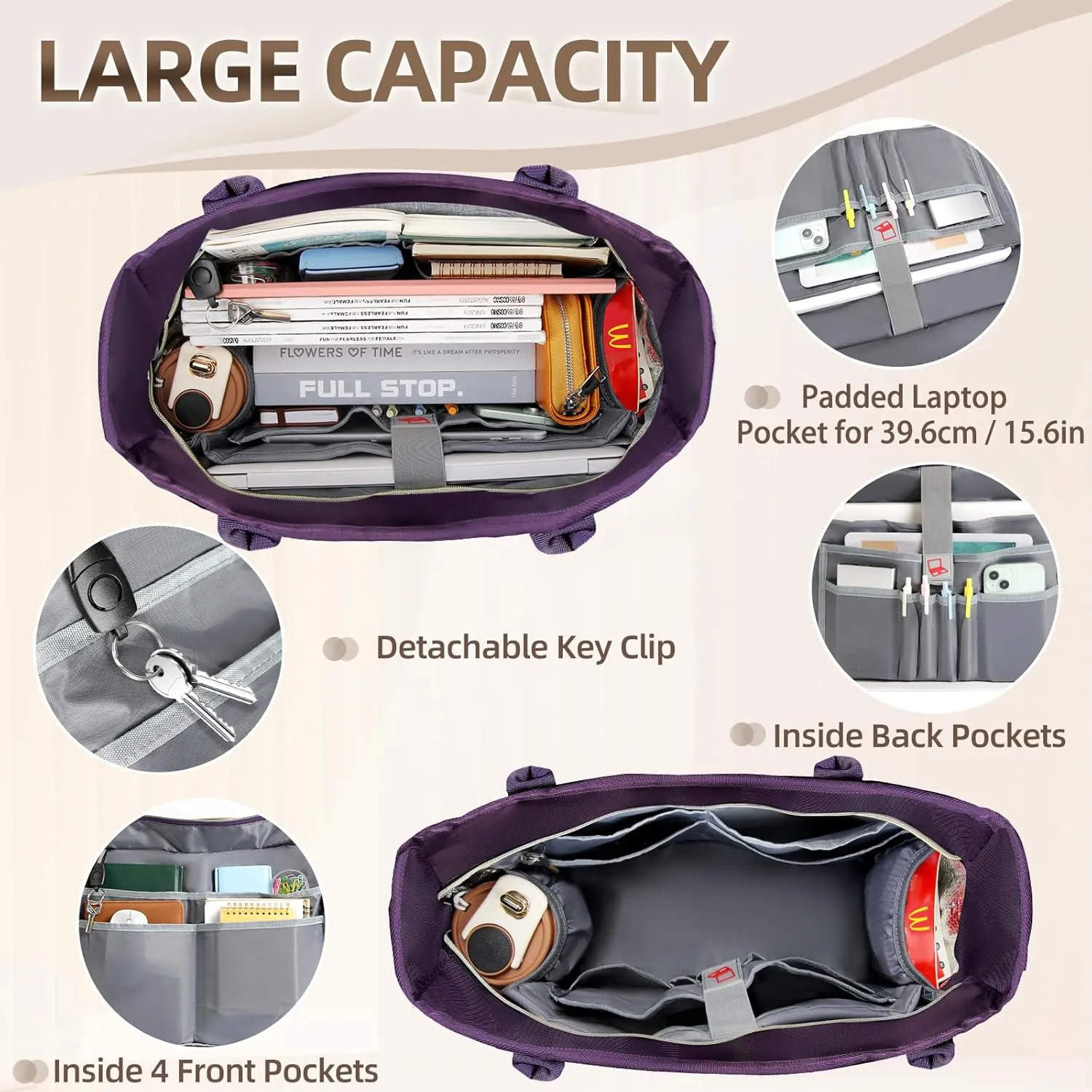 RAINSMORE Laptop Bag for Women 15.6 Inch Work Teacher Tote Nurse Bag Professional Laptop Tote Computer Messenger Shoulder Bags Large Handbag Business Office Work Briefcase