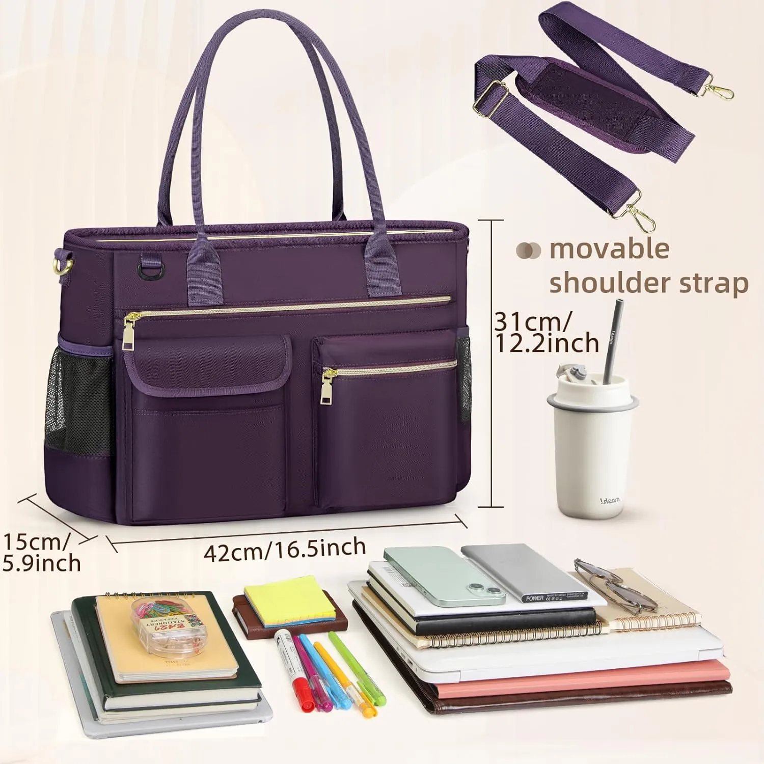 RAINSMORE Laptop Bag for Women 15.6 Inch Work Teacher Tote Nurse Bag Professional Laptop Tote Computer Messenger Shoulder Bags Large Handbag Business Office Work Briefcase