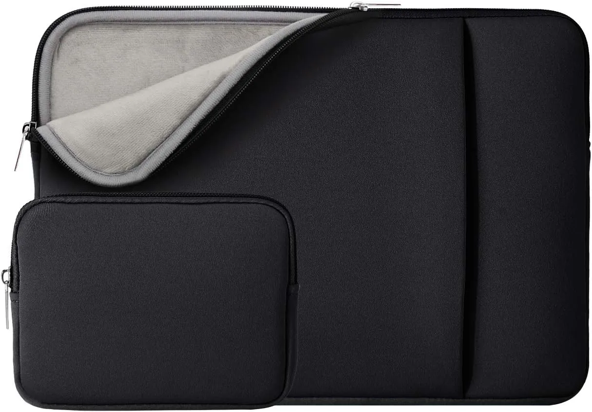 RAINYEAR 13 Inch Laptop Sleeve Compatible 13.3" MacBook Air/Pro M1 M2 M3 M4 A3240 A3113 A2681 A2337 A1932 A2179 A2338 A1706 A1708 Case Bag with Front Pocket Accessories Pouch (Black, Upgraded Version)