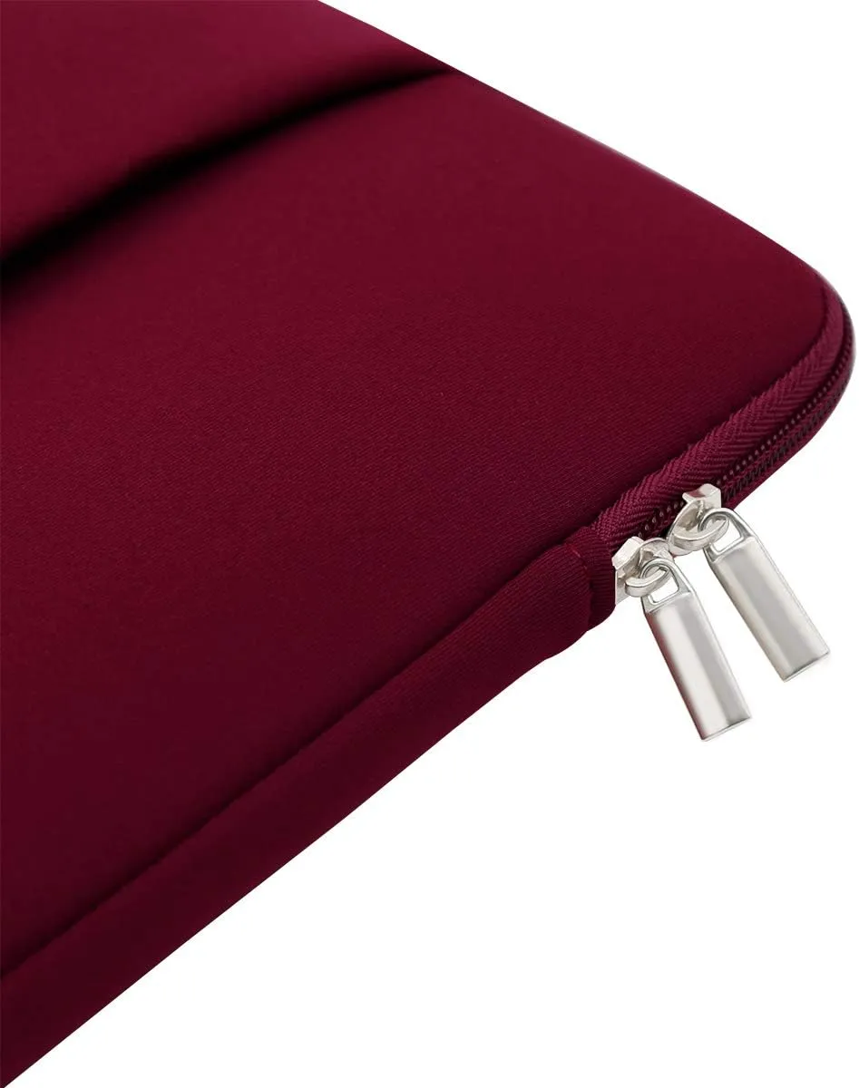RAINYEAR 14 Inch Laptop Sleeve Protective Case Soft Fluffy Lining Cover Carrying Bag with Front Pocket & Accessories Pouch,Compatible with 14" Notebook Computer Chromebook (Red, Upgraded Version)
