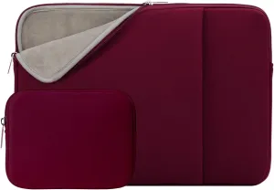 RAINYEAR 14 Inch Laptop Sleeve Protective Case Soft Fluffy Lining Cover Carrying Bag with Front Pocket & Accessories Pouch,Compatible with 14" Notebook Computer Chromebook (Red, Upgraded Version)
