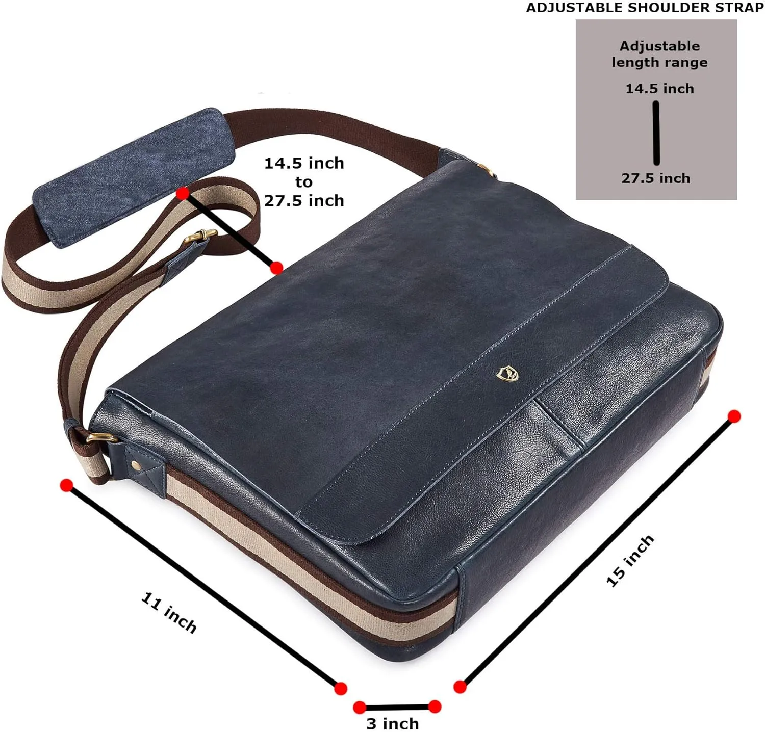 Real Leather Laptop Bag Men Women Distressed Vintage Messenger Satchel Shoulder Bag