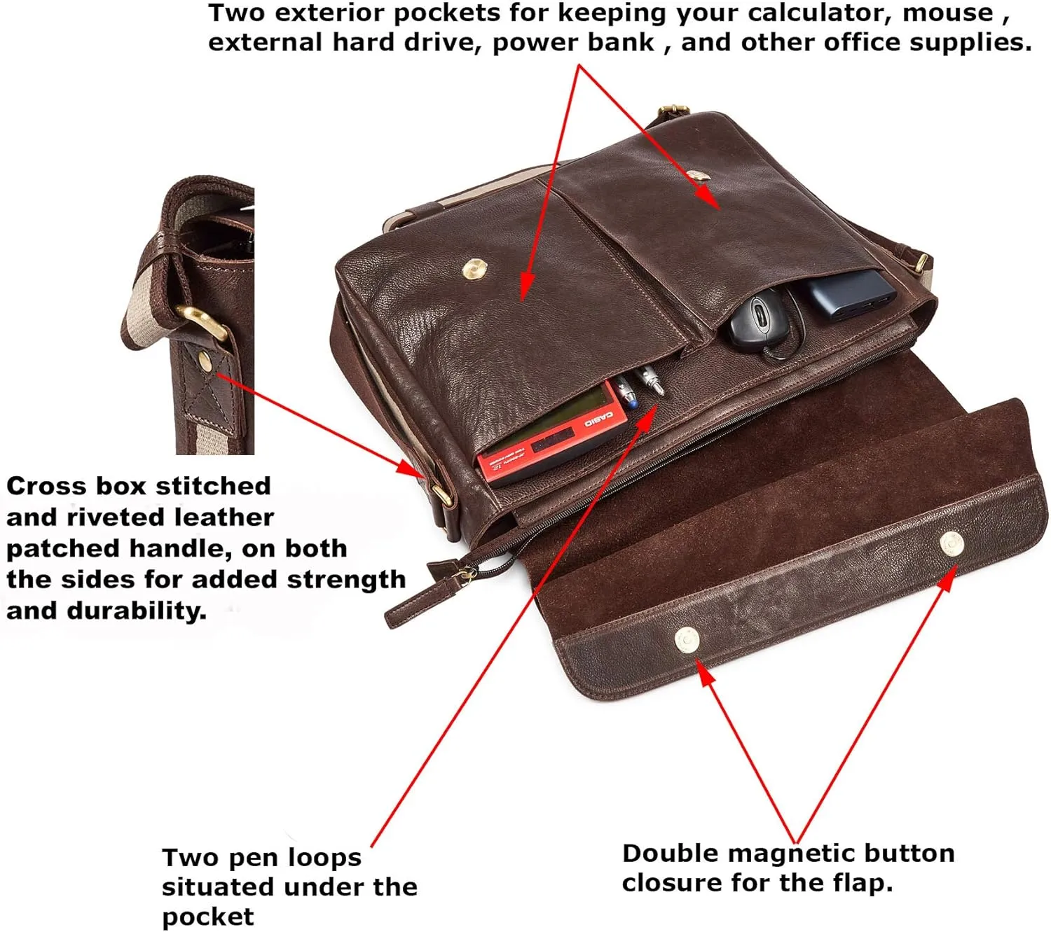 Real Leather Laptop Bag Men Women Distressed Vintage Messenger Satchel Shoulder Bag