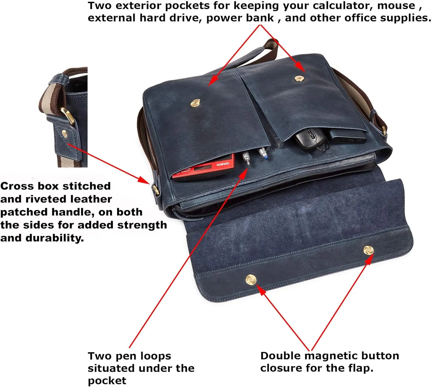 Real Leather Laptop Bag Men Women Distressed Vintage Messenger Satchel Shoulder Bag