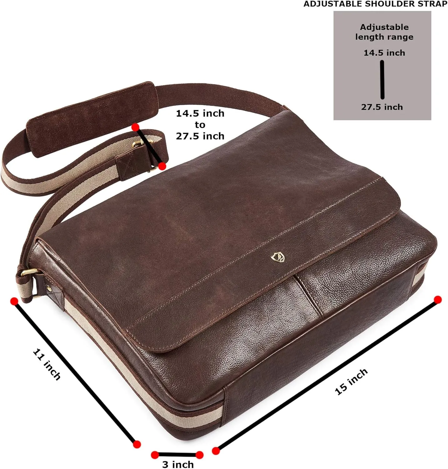 Real Leather Laptop Bag Men Women Distressed Vintage Messenger Satchel Shoulder Bag