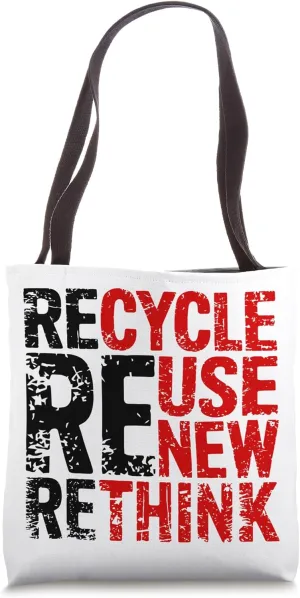 Recycle Reuse Renew Rethink, Environmental Gifts, Earth Day Tote Bag