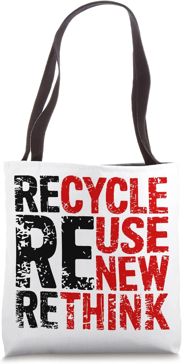 Recycle Reuse Renew Rethink, Environmental Gifts, Earth Day Tote Bag