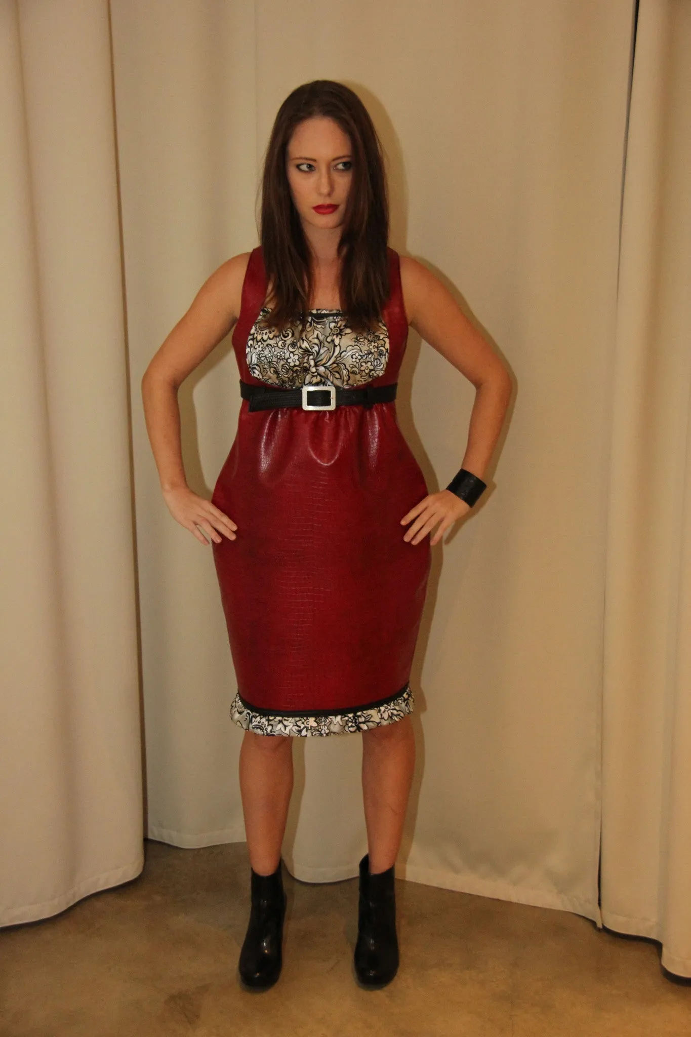 Red "no-animal" Leather Dress