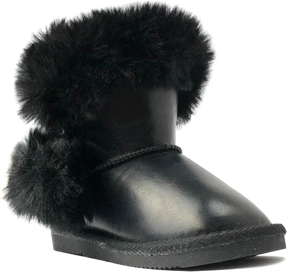 REDVOLUTION Kids Boots Toddler Girls Cute Butterfly Bow | PomPom PU leather Boot (Toddler/Small Kid)