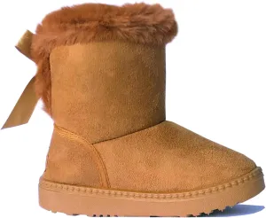 REDVOLUTION Kids Boots Toddler Girls Cute Butterfly Bow | PomPom PU leather Boot (Toddler/Small Kid)