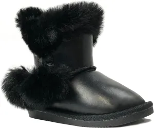 REDVOLUTION Kids Boots Toddler Girls Cute Butterfly Bow | PomPom PU leather Boot (Toddler/Small Kid)