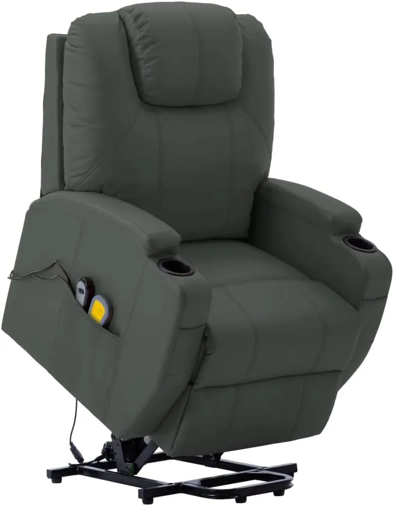 Relaxation armchairs Loungers Massage Stand-up Chair Anthracite Faux Leather Electric Massage Chair with headrest, Bedroom/Living Room/Office 29.9" x 34.4" x 42.1" (W x D x H)