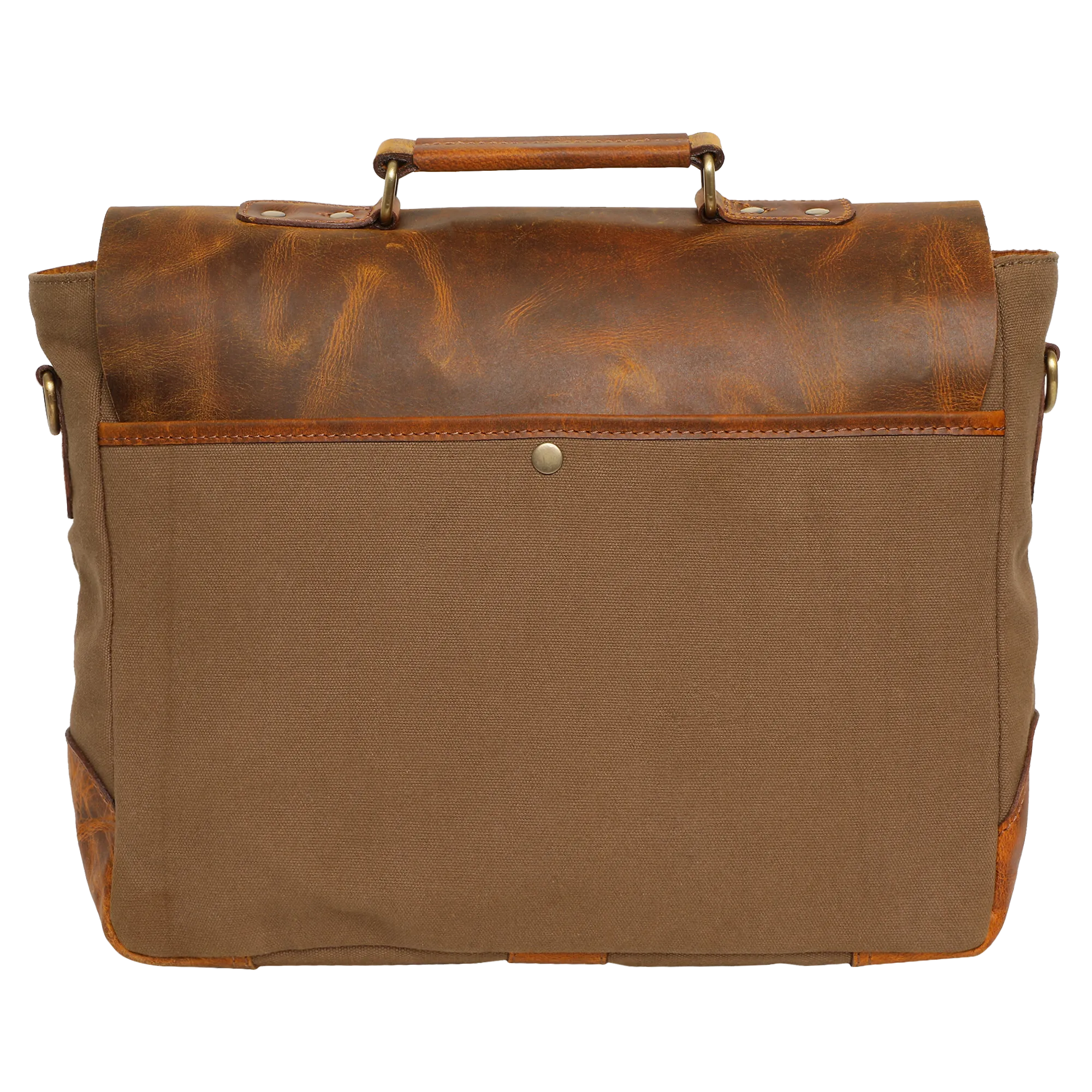 Retro Style Leather Canvas Messenger Bag Briefcase Laptop Bag (Olive Green)