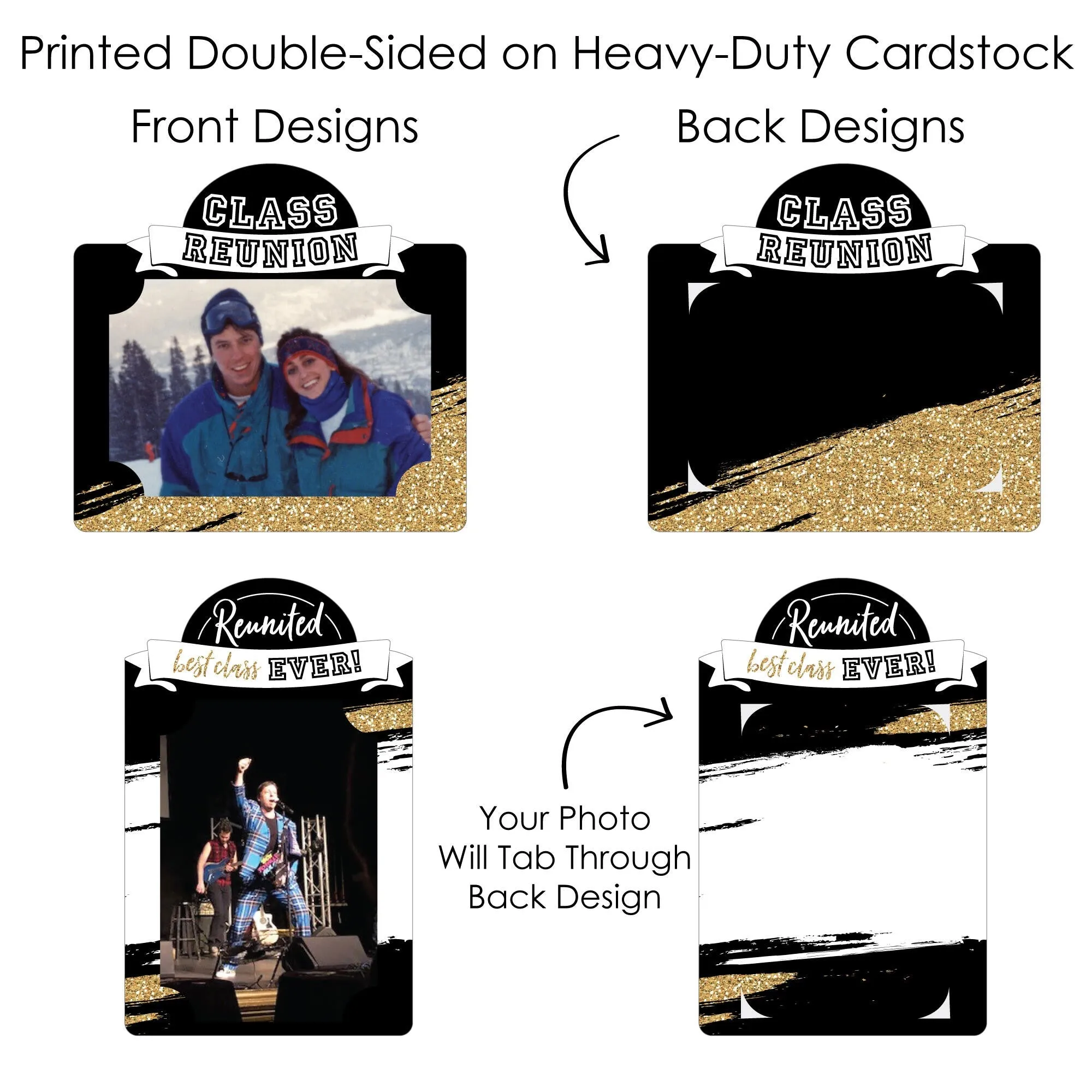 Reunited - School Class Reunion Party Picture Centerpiece Sticks - Photo Table Toppers - 15 Pieces