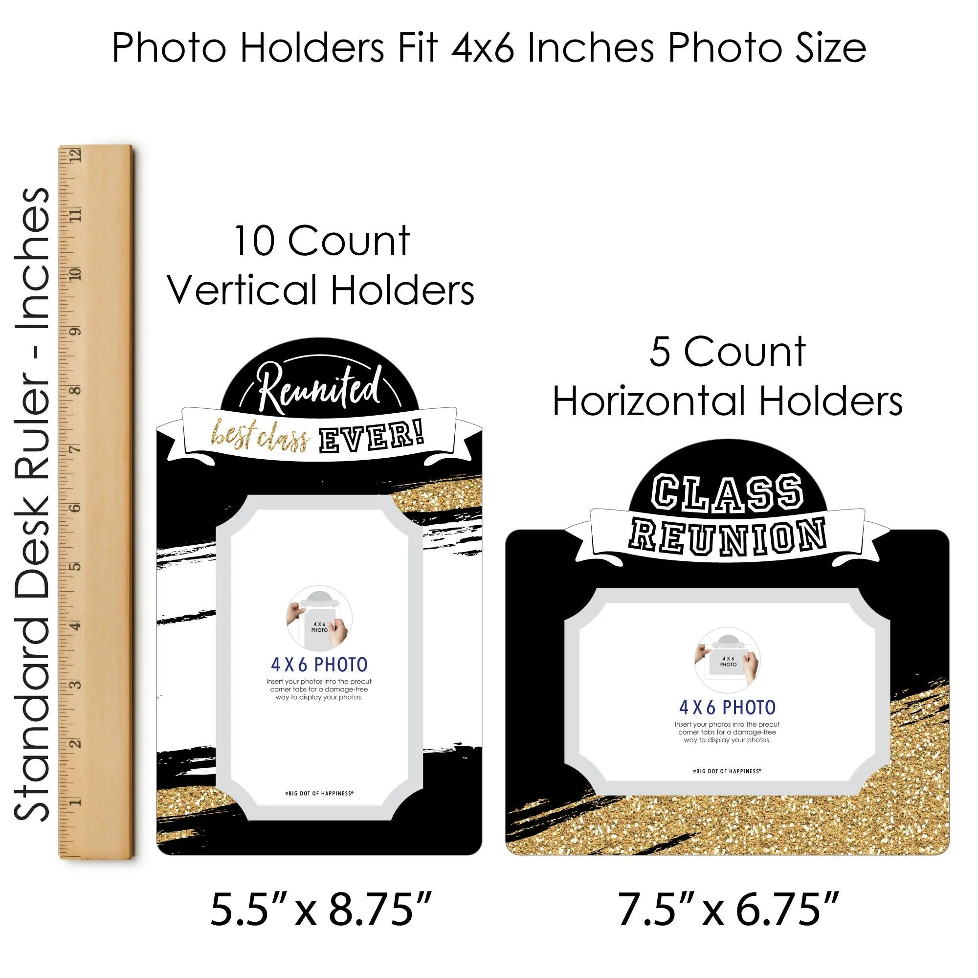 Reunited - School Class Reunion Party Picture Centerpiece Sticks - Photo Table Toppers - 15 Pieces