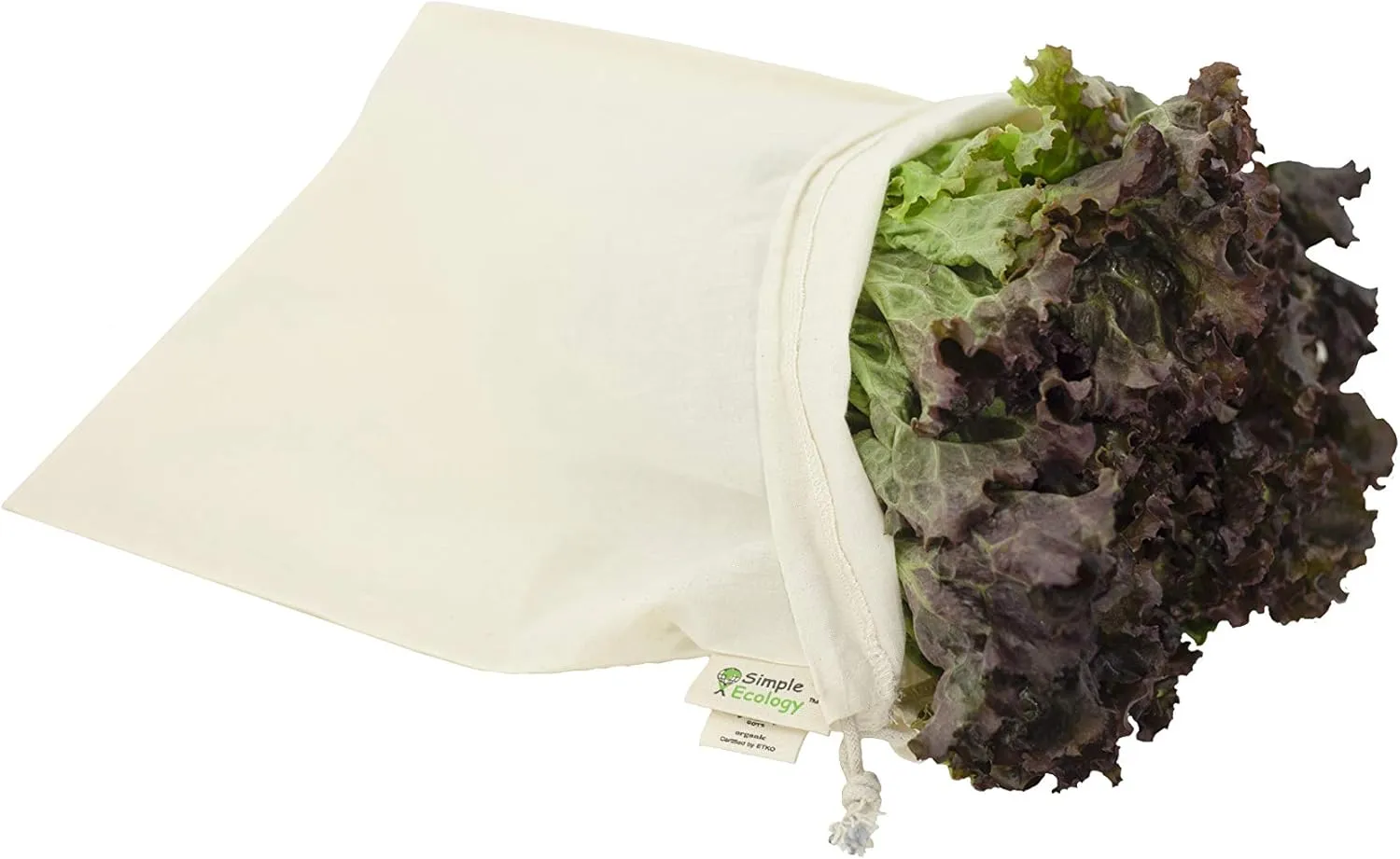 Reusable Grocery Produce Shopping and Storage Bags, Organic Cotton Muslin, Large 3 pack