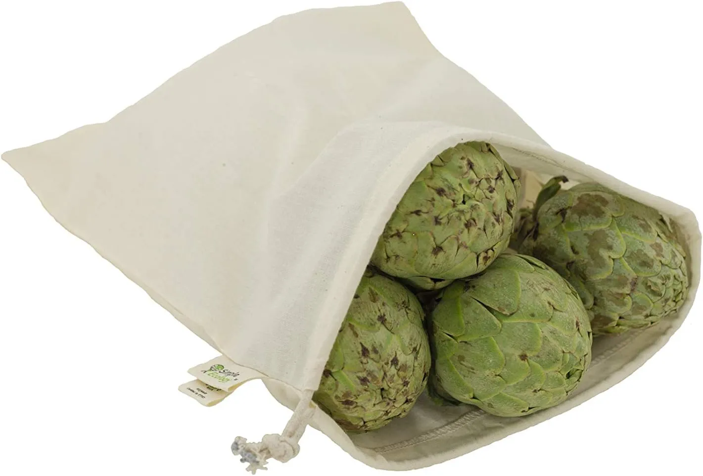 Reusable Grocery Produce Shopping and Storage Bags, Organic Cotton Muslin, Medium 3 pack