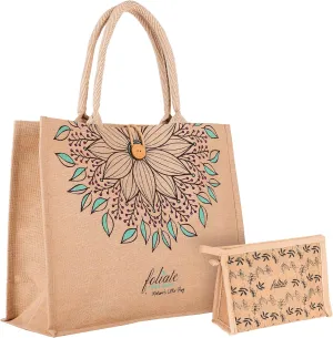 Reusable Juco Beach Tote Bag for Women - Waterproof Woven Cute Jute Gift Bag for Her Travel, Shopping, Everyday Use