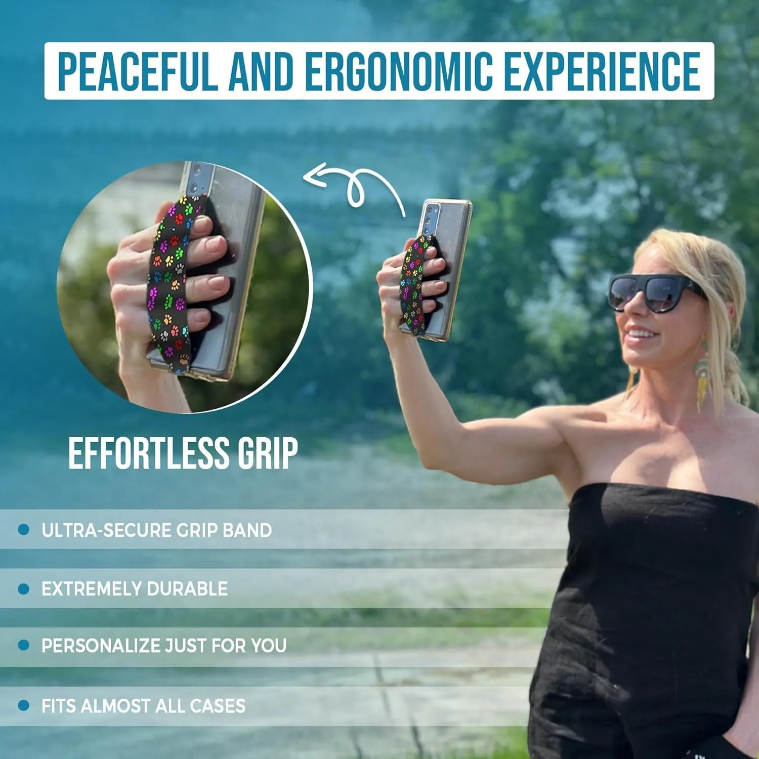 Reversible Phone Strap | Comfortable Cell Phone Finger Holder & Phone Loop for Secure Handling | Phone Hand Straps for Phone Cases | Wireless Charging Compatible - Dahlia Icon