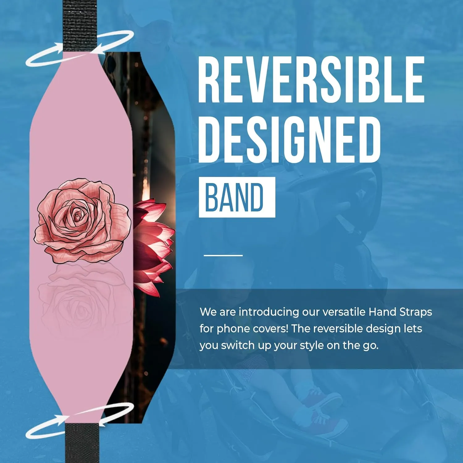 Reversible Phone Strap | Comfortable Cell Phone Finger Holder & Phone Loop for Secure Handling | Phone Hand Straps for Phone Cases | Wireless Charging Compatible - Dahlia Icon
