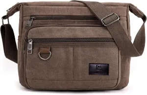 Rfid Crossbody Messenger Bag with Water Bottle Holders, 13 inch Laptop Shoulder Bag, Sling Satchel Purse w/Built-in Wallet