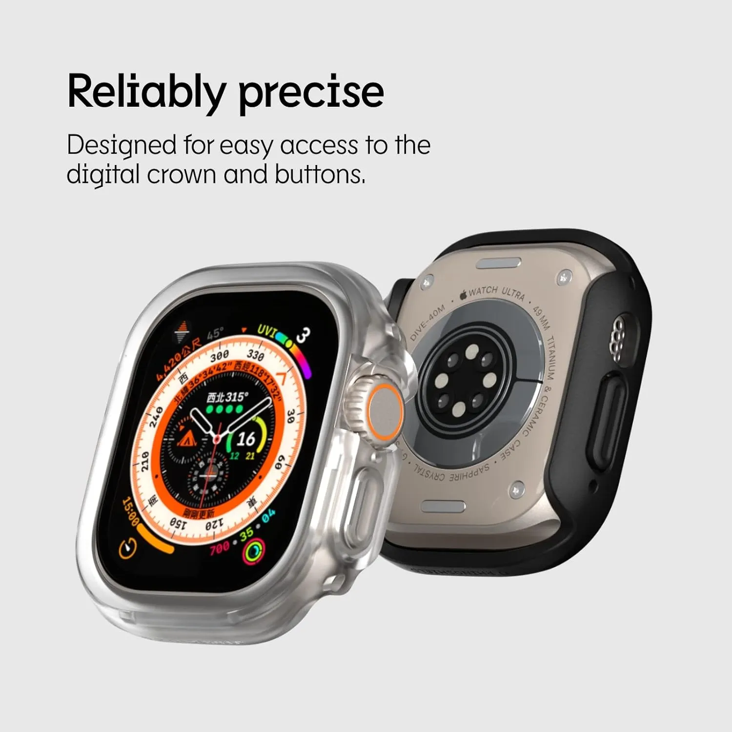 RHINOSHIELD Bumper Case Compatible with Apple Watch Series 9/8 / 7 [45mm] | Slim Protective Cover - Lightweight and Shock Absorbent - Classic Black