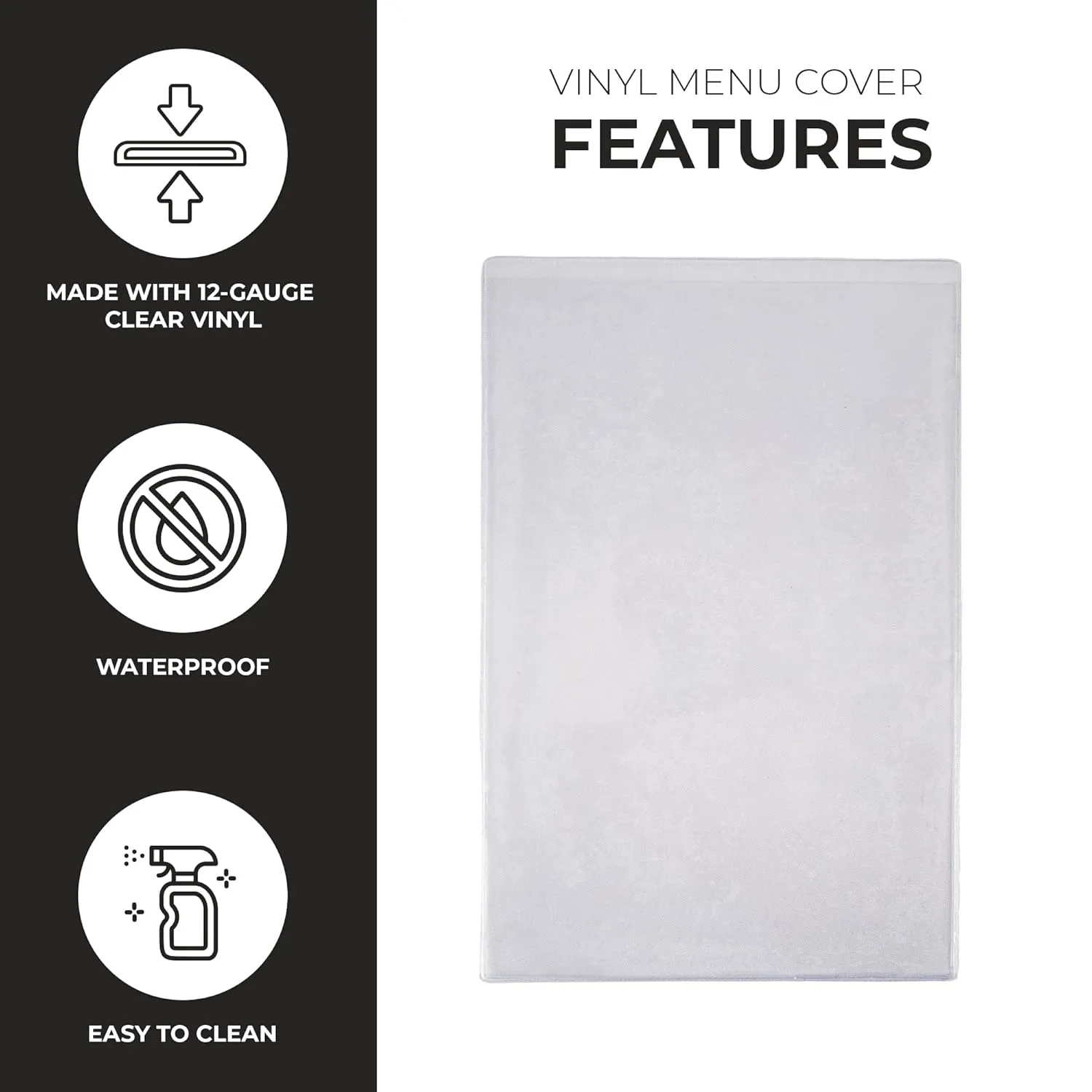 Risch Double-Sided All Clear Vinyl Menu Cover, Two-Sided 2 View Plastic Menu Holder, Slip in Top-Loading Cover, Wipeable, Reusable, 11” x 17”, 12-Gauge, Pack of 24